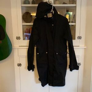 Patagonia rain jacket, long, with hood. Good condition!